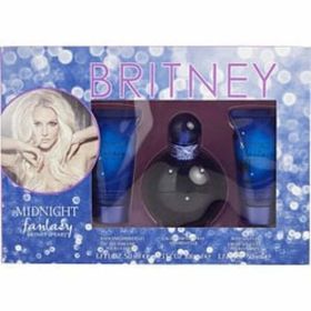 Midnight Fantasy Britney Spears By Britney Spears Eau De Parfum Spray 3.3 Oz & Body Souffle 1.7 Oz & Shower Gel 1.7 Oz For Women