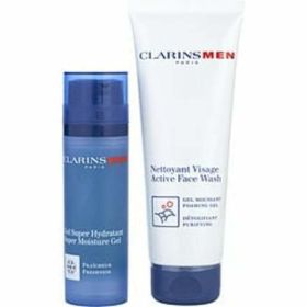 Clarins By Clarins Men's Skin Essentiels Travel Set: Active Face Wash 125ml + Super Moisture Gel 50ml --2pcs For Men