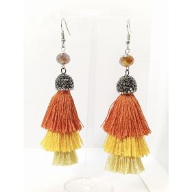 Pumpkin Spice Pav Triple Tassel Earrings (Pack of 1)