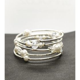 Wrap Bracelets-Monica In Opaque Pearl And Crystal (Pack of 1)