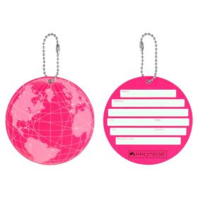 Protege Neon Round EZ ID Luggage Tags, 2 Pack Pink